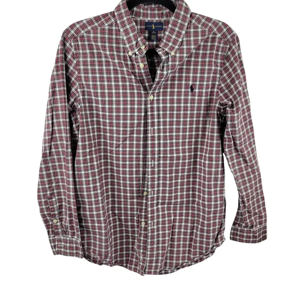 Polo Ralph Lauren Men's XS Shirt Button Down Red Plaid 100% Cotton 80s VTG